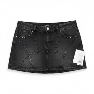 Wild Fable Black Studded Denim Mini Skirt – Medium – NWT